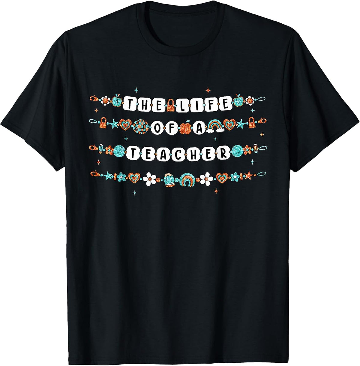 The Life of A Teacher Friendship Bracelets Elementary School T-Shirt - Black