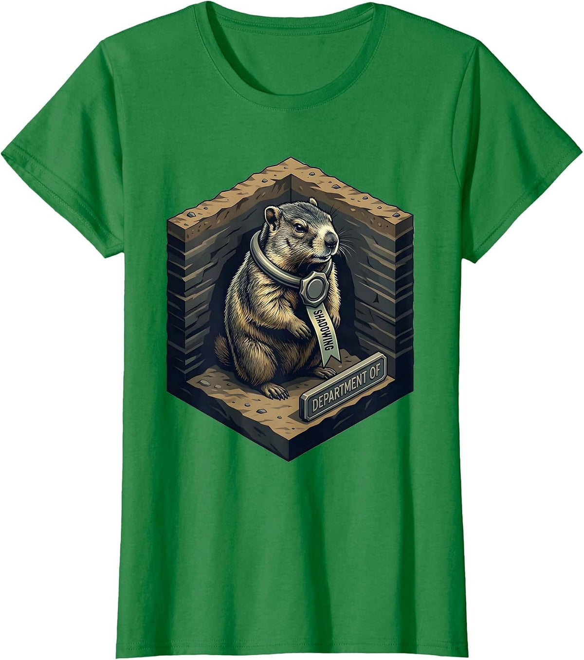Department Of Shadowing Whimsical Groundhog Humor Gift T-Shirt - Kelly Green