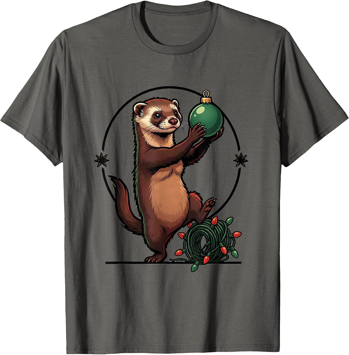 Men's Ferret Steals Ornament Cartoon Ferret Lover Humor Gift T-Shirt - Asphalt Grey