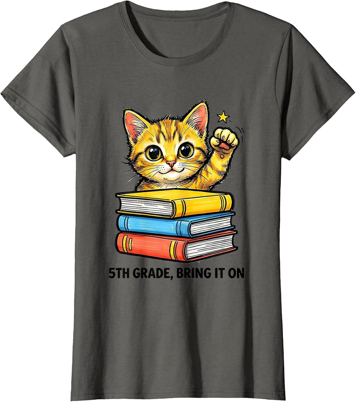 Women's 5th Grade Bring It On Cute Kitten Back To School Girls T-Shirt - Asphalt Grey