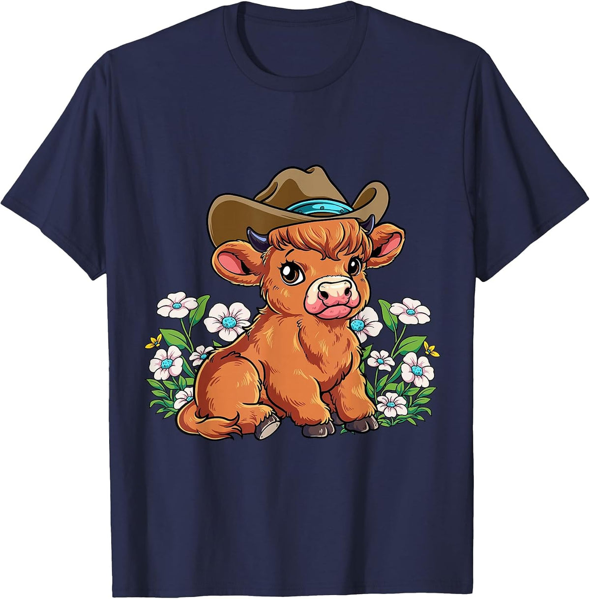 Highland Cow T-Shirt - Navy Blue