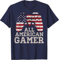 4th July All American Gamer Patriot Men Boys Kids Teen Youth T-Shirt - Navy Blue