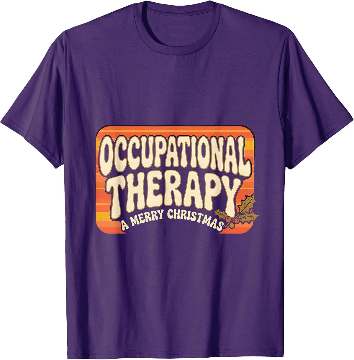 A Merry Occupational Therapy Christmas Retro Groovy OT T-Shirt - Purple