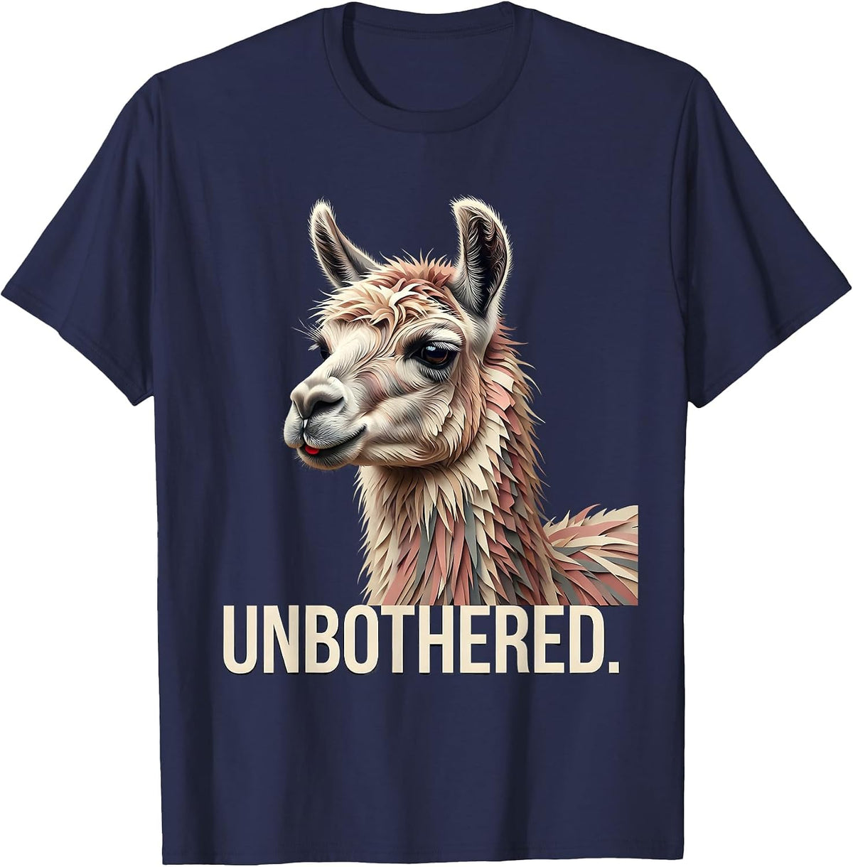 Unbothered Funny Llama Alpaca Pun Humor Novelty Gift T-Shirt - Navy Blue