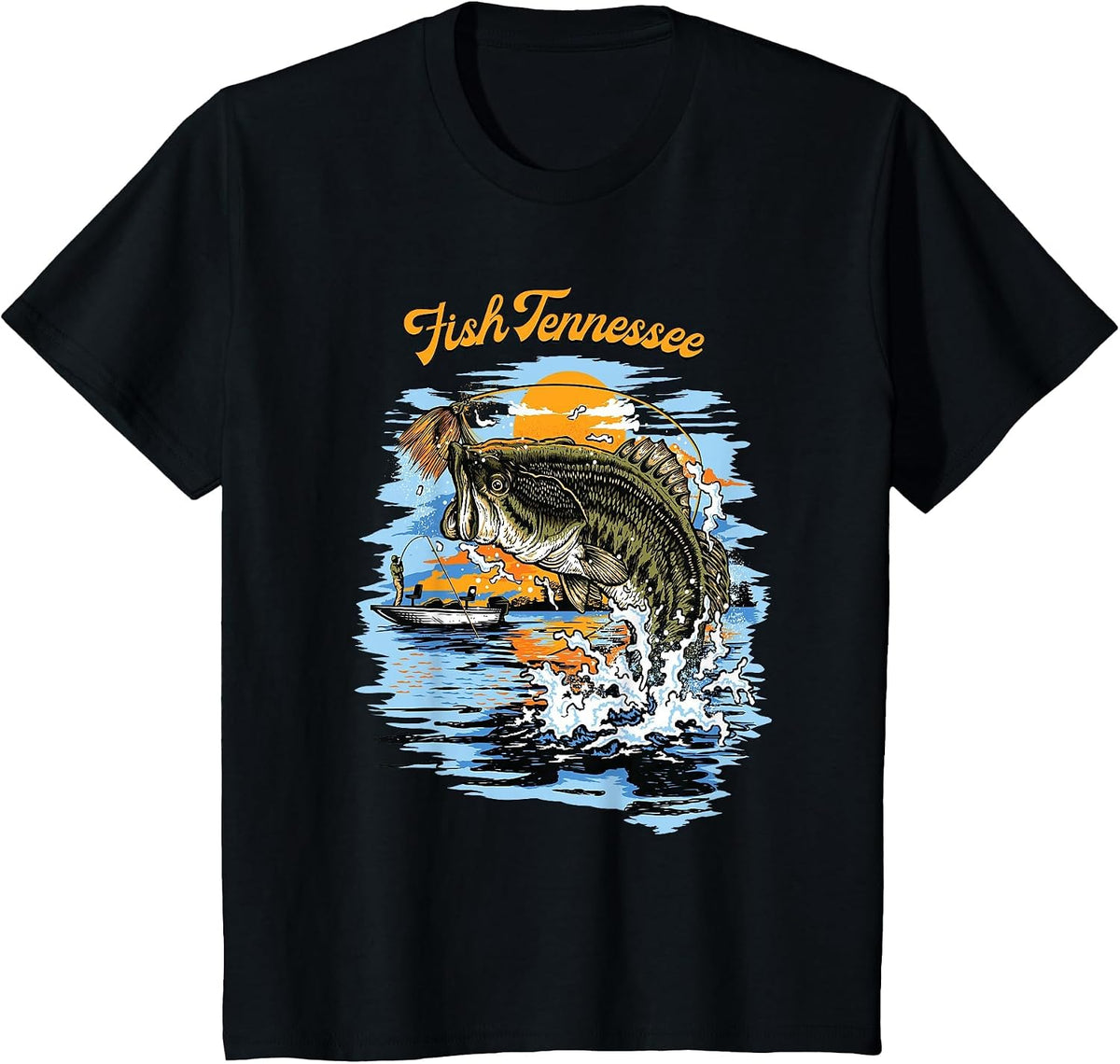 Largemouth Bass Fish Tennessee Fishing T-Shirt - Black