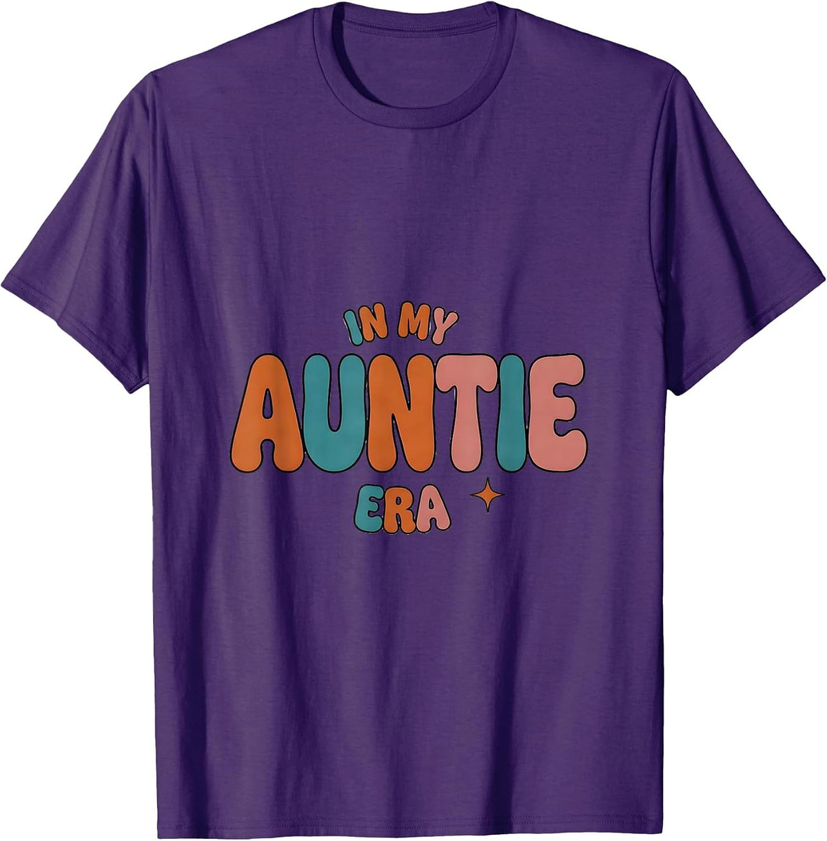 In My Auntie Era Whimsical Family Announcement Retro T-Shirt - Purple