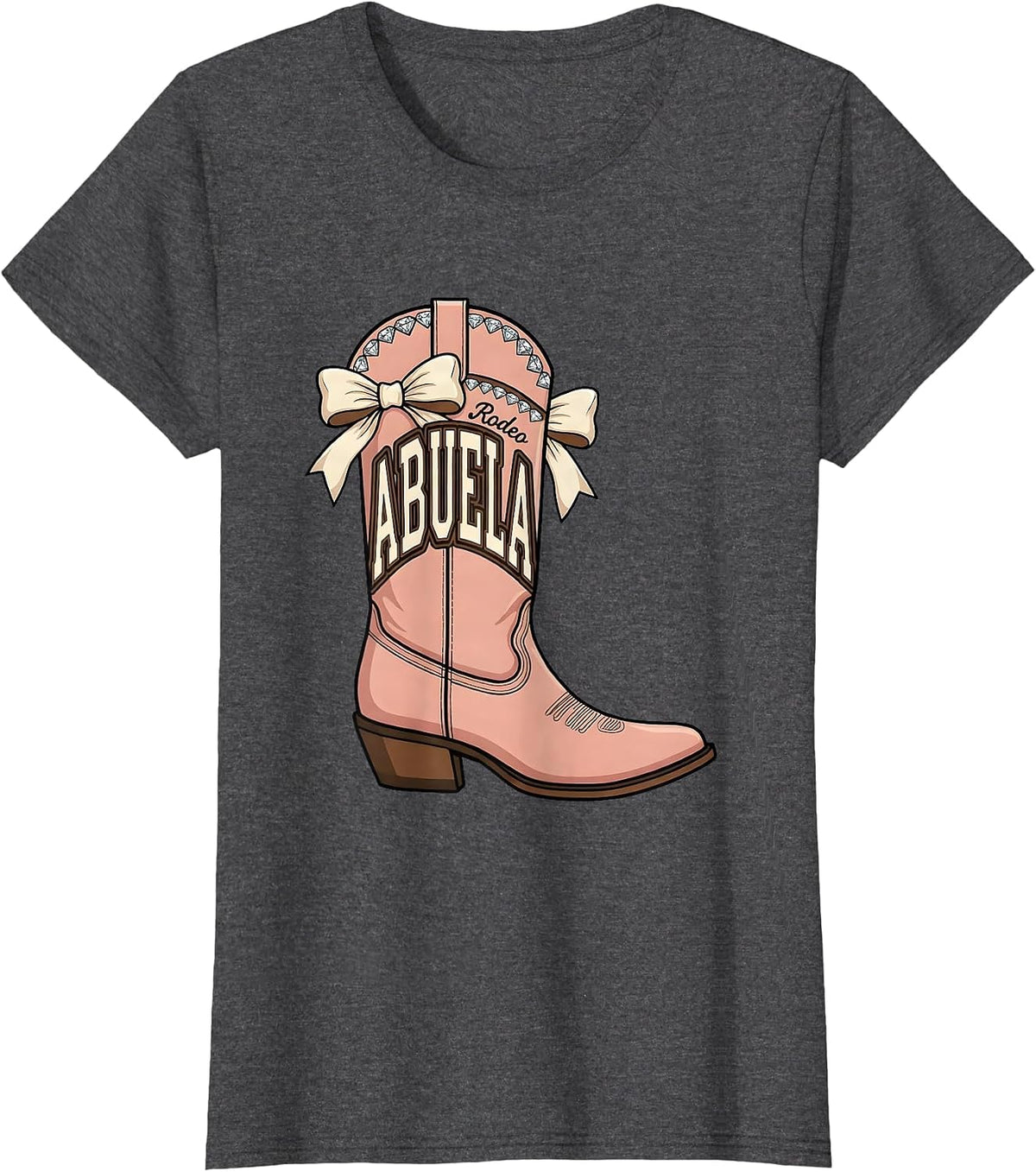 Women's Rodeo Abuela Sparkle Varsity Cowgirl Birthday Party Family T-Shirt - Dark Heather Grey