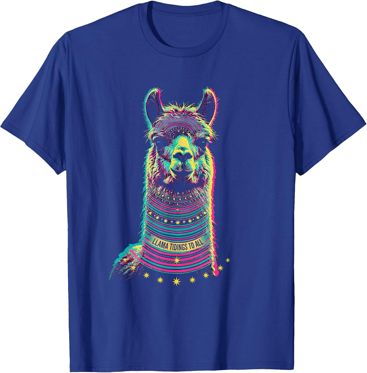 Llama Tidings To All Funny Alpaca Lover Christmas Humor T-Shirt - Royal Blue