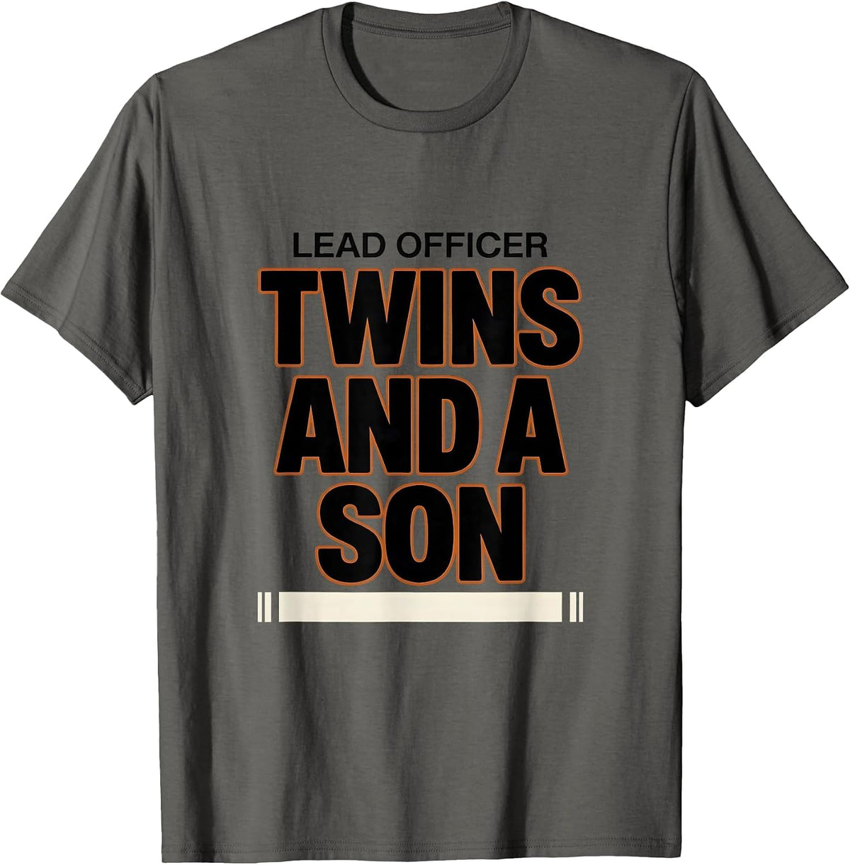 Men's Lead Officer Twins And A Son Funny Dad Family Humor T-Shirt - Asphalt Grey