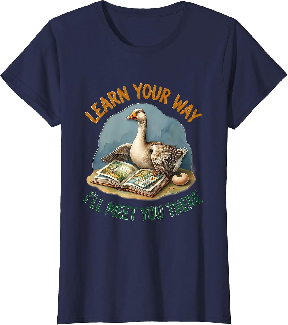 Women's Learn Your Way, I'll Meet You There Whimsical SPED Teacher T-Shirt - Navy Blue