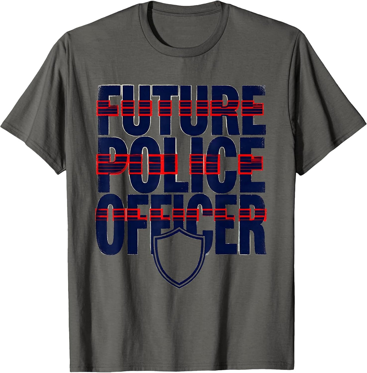 Future Police Officer Playful Kids Birthday Party Costume T-Shirt - Asphalt Grey