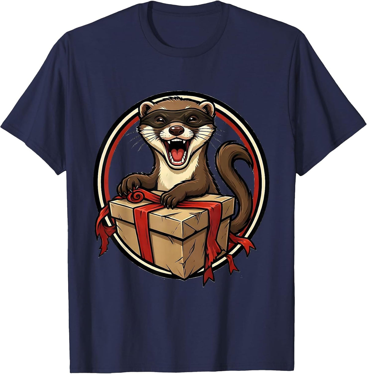 Men's Sealed Ferret Badge Funny Ferret Lover Gift T-Shirt - Navy Blue