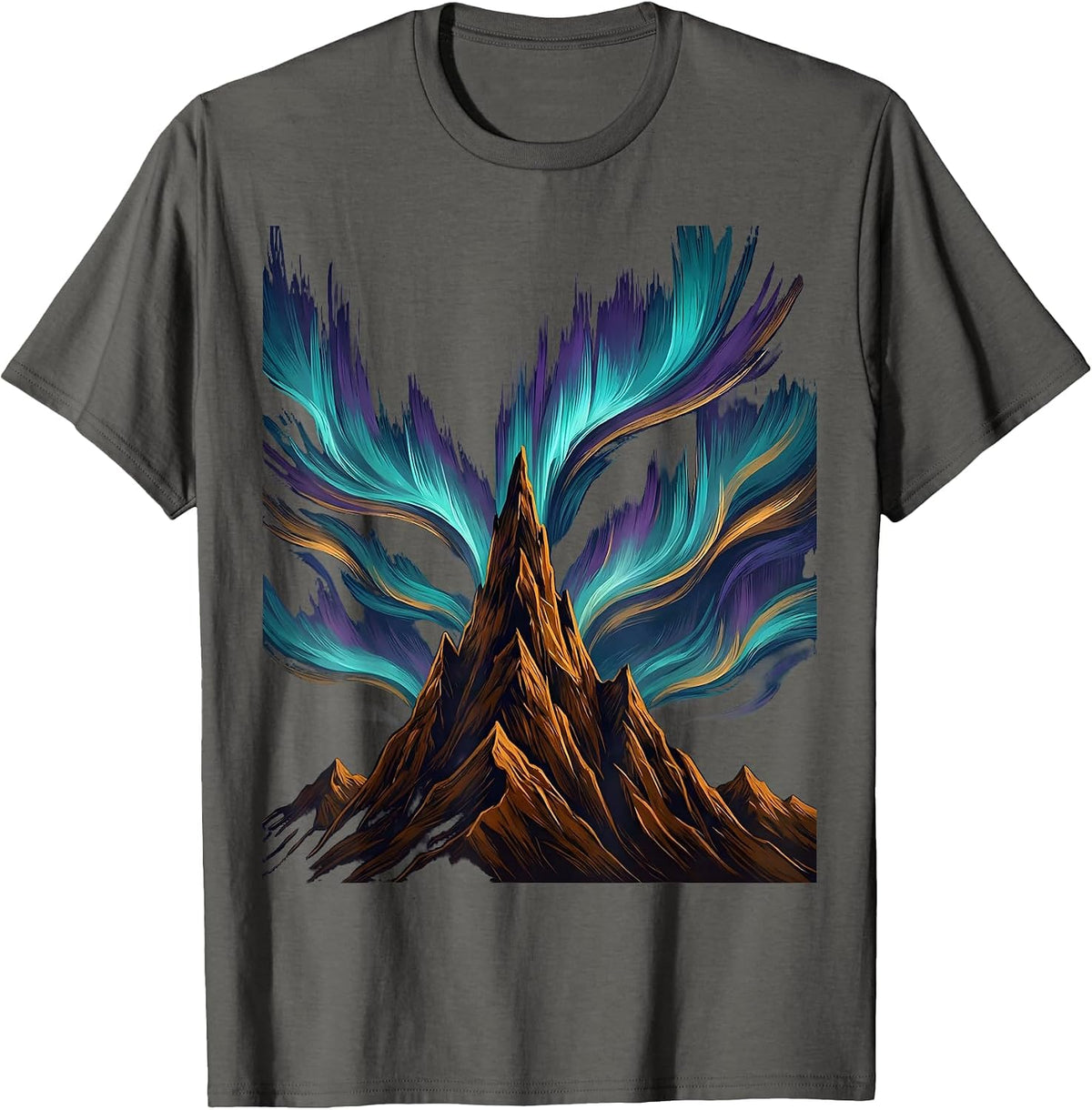 Men's Autism Awareness Northern Lights Mountain Peak T-Shirt - Asphalt Grey