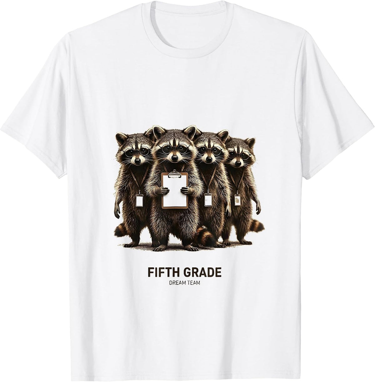 Men's Fifth Grade Dream Team Raccoon Teacher Back to School T-Shirt - White