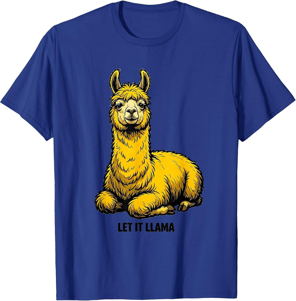 Men's Let It Llama Funny Llama Alpaca Novelty Humor Casual Wear T-Shirt - Royal Blue