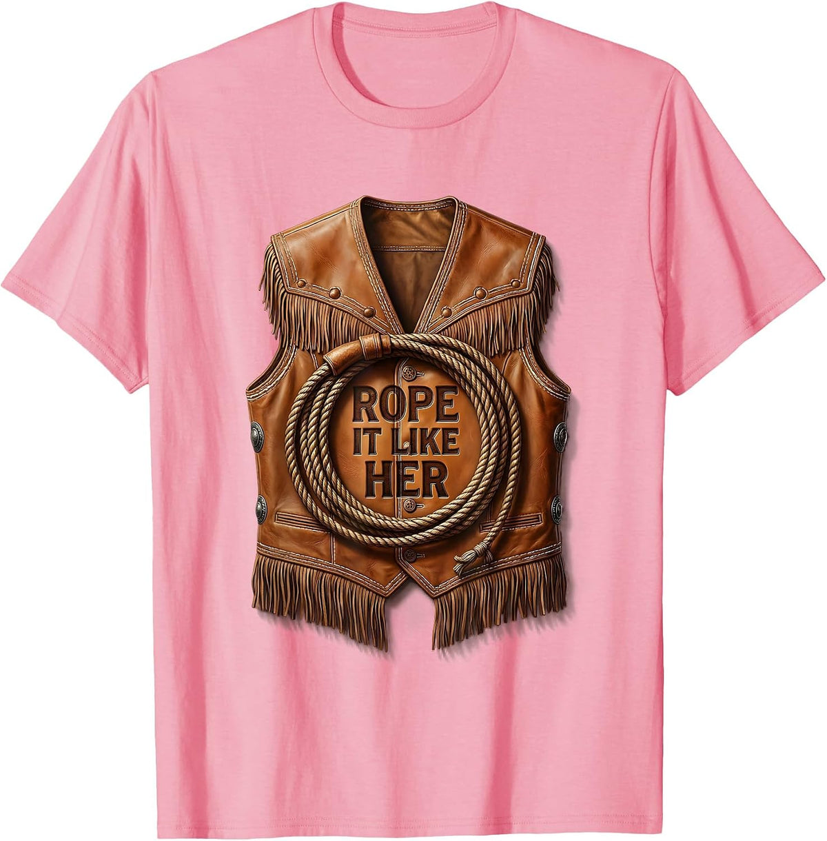 Men's Rope It Like Her Rodeo Cowgirl Design T-Shirt - Pink