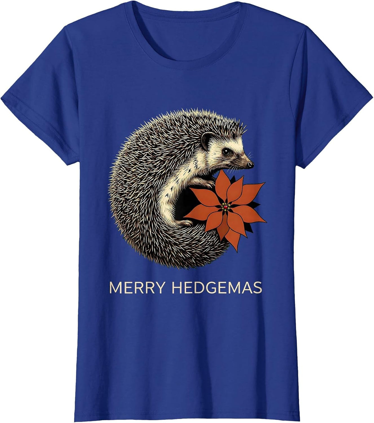 Women's Merry Hedgemas Cute Hedgehog Christmas Humor Gift for Kids T-Shirt - Royal Blue