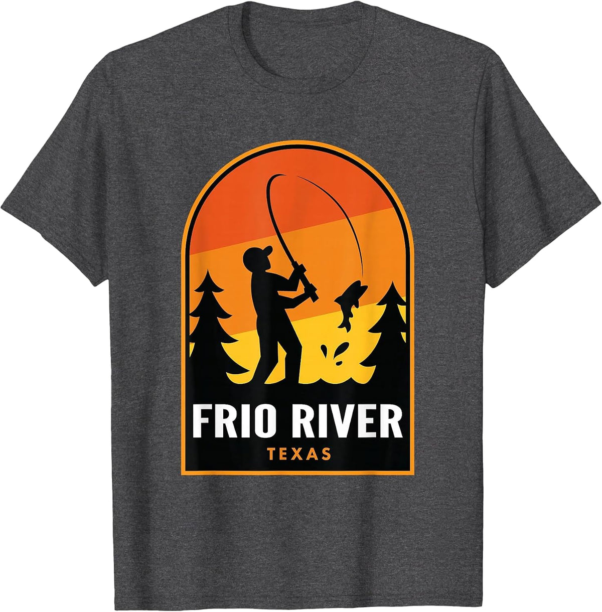 Frio River Texas Fishing T-Shirt - Dark Heather Grey