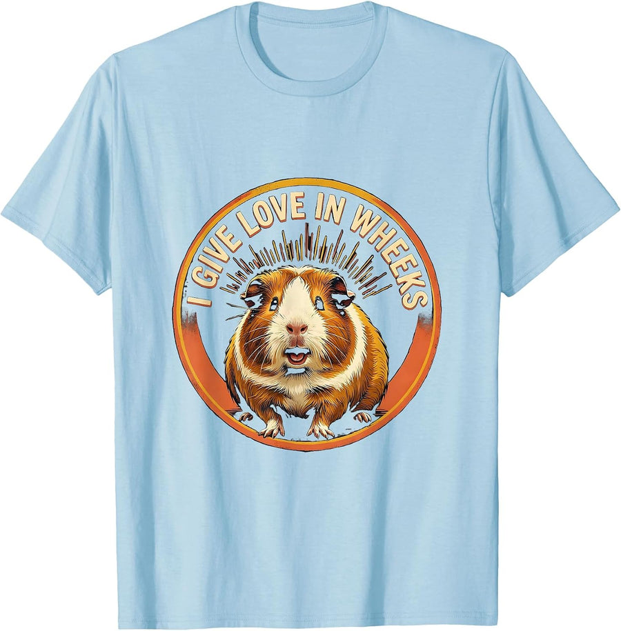 Men's I Give Love In Wheeks Cute Guinea Pig Lover Animal Humor T-Shirt - Baby Blue