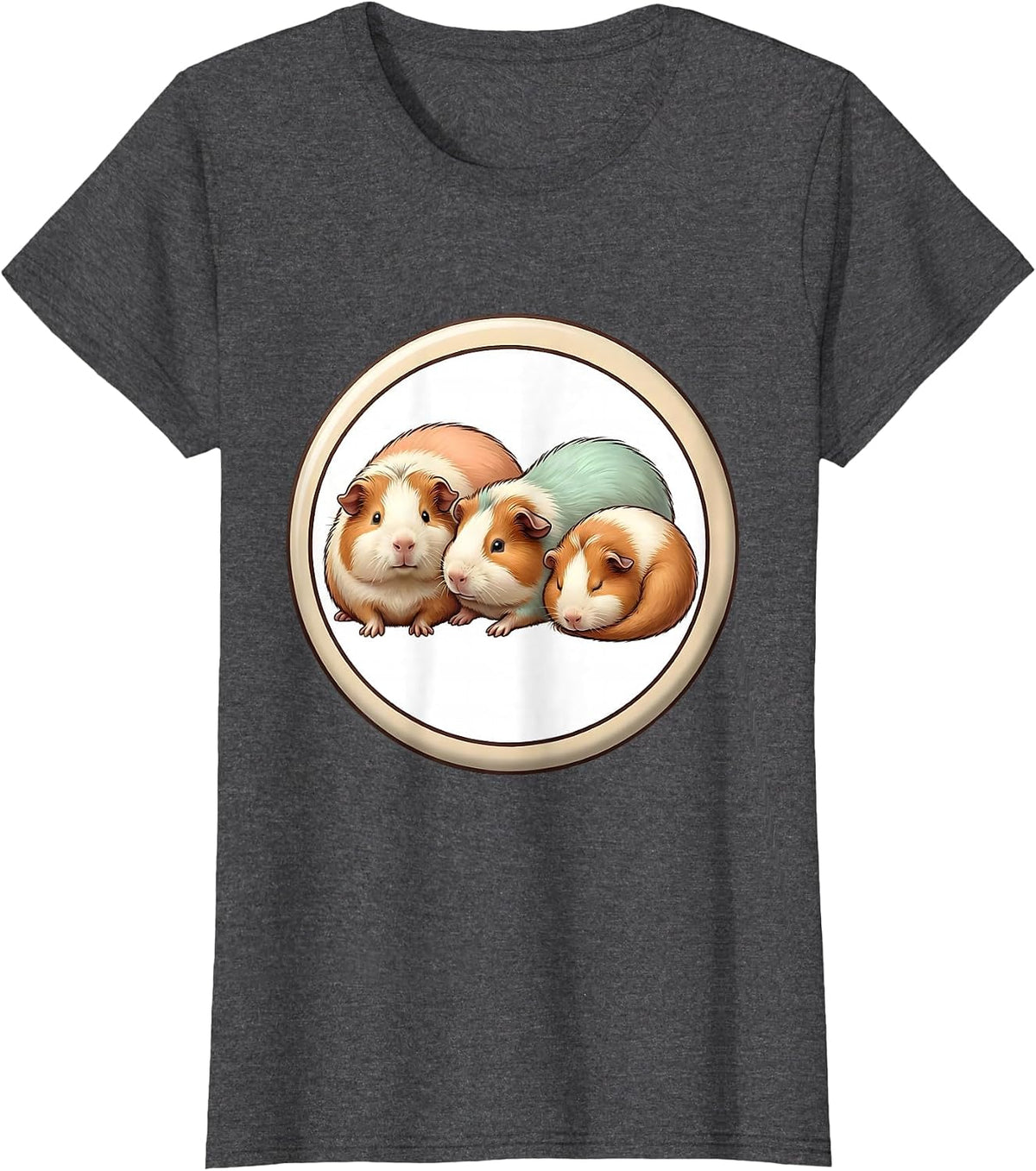 Women's Sealed Guinea Pig Badge Cute Kawaii Pet Lover Gift T-Shirt - Dark Heather Grey