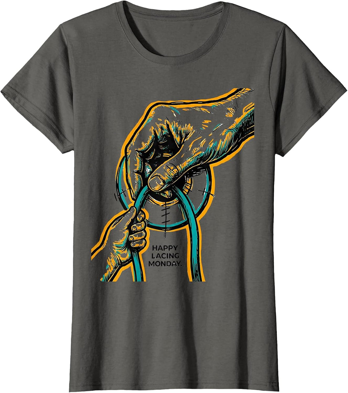 Women's Happy Lacing Monday Occupational Therapy OT Assistant T-Shirt - Asphalt Grey