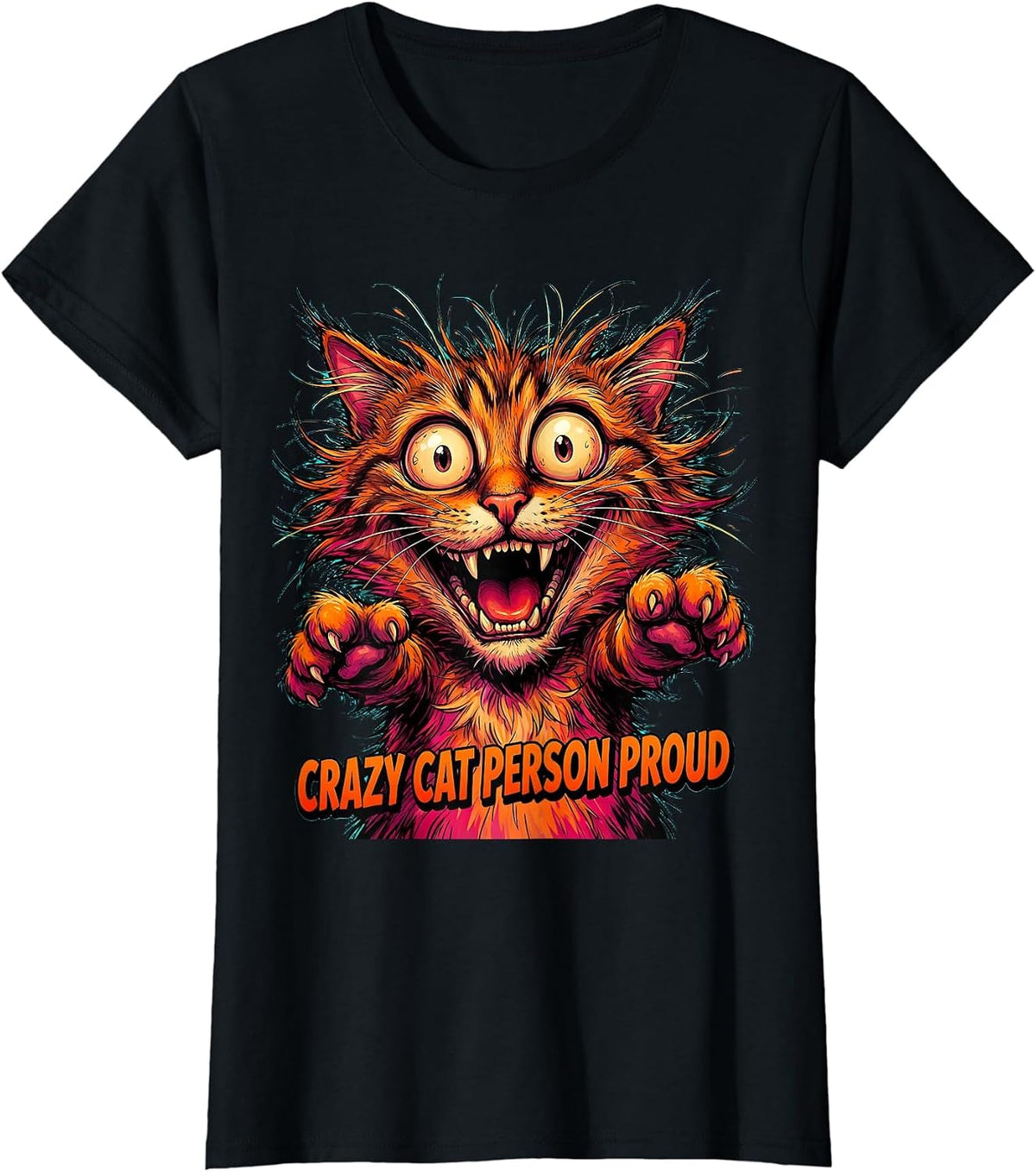 Crazy Cat Person Proud Feline Lover Design T-Shirt - Black