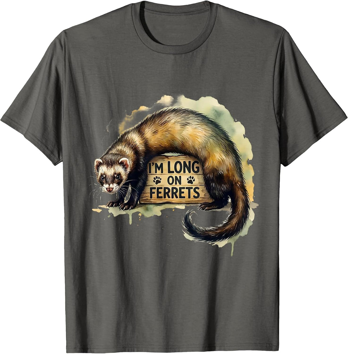 I'm Long On Ferrets Funny Ferret Lover Gift For Kids T-Shirt - Asphalt Grey