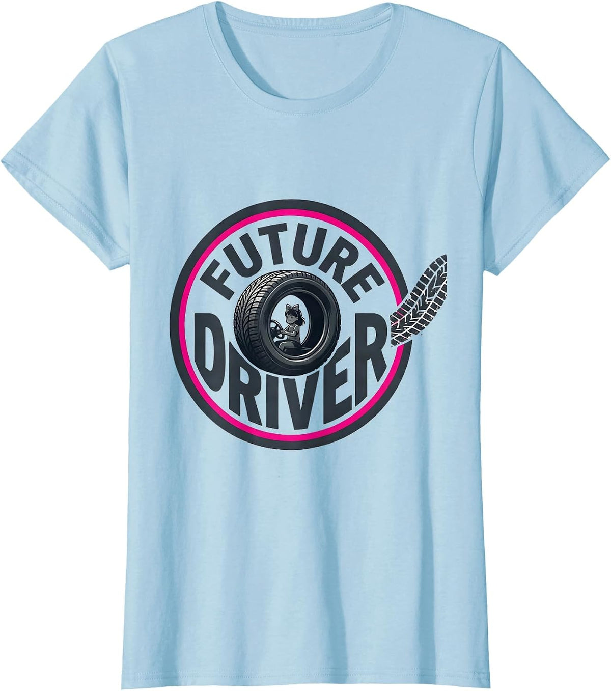 Future Driver Monster Truck Unicorn Girl Mom Family Matching T-Shirt - Baby Blue