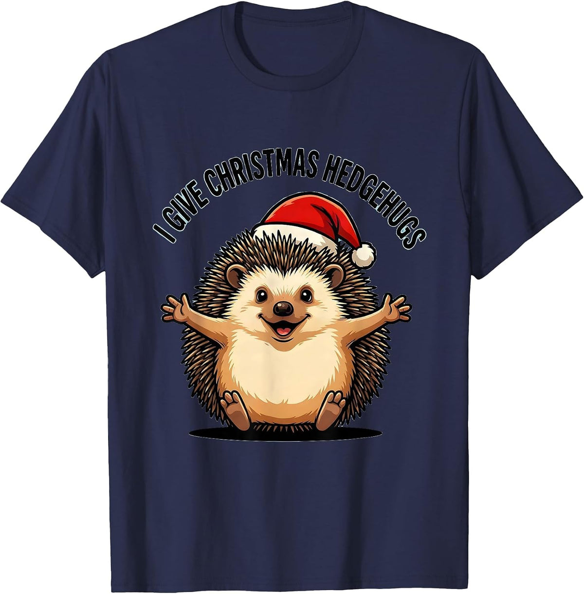 I Give Christmas Hedgehugs Cute Hedgehog Animal Lover T-Shirt - Navy Blue