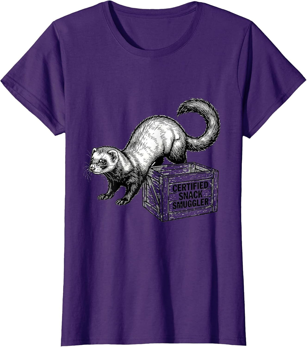 Women's Certified Snack Smuggler Funny Ferret Lover Gifts For Kids T-Shirt - Purple