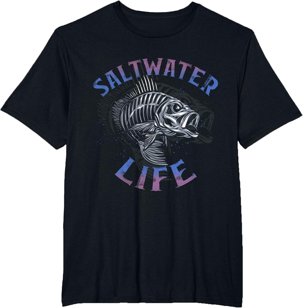 Saltwater Life Fishing Great Graphic T-Shirt - Black