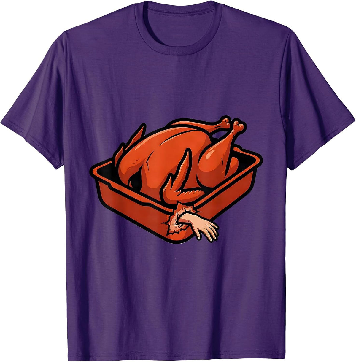 Men's Roast Turkey Torn Skin Thanksgiving Humor Matching Group T-Shirt - Purple