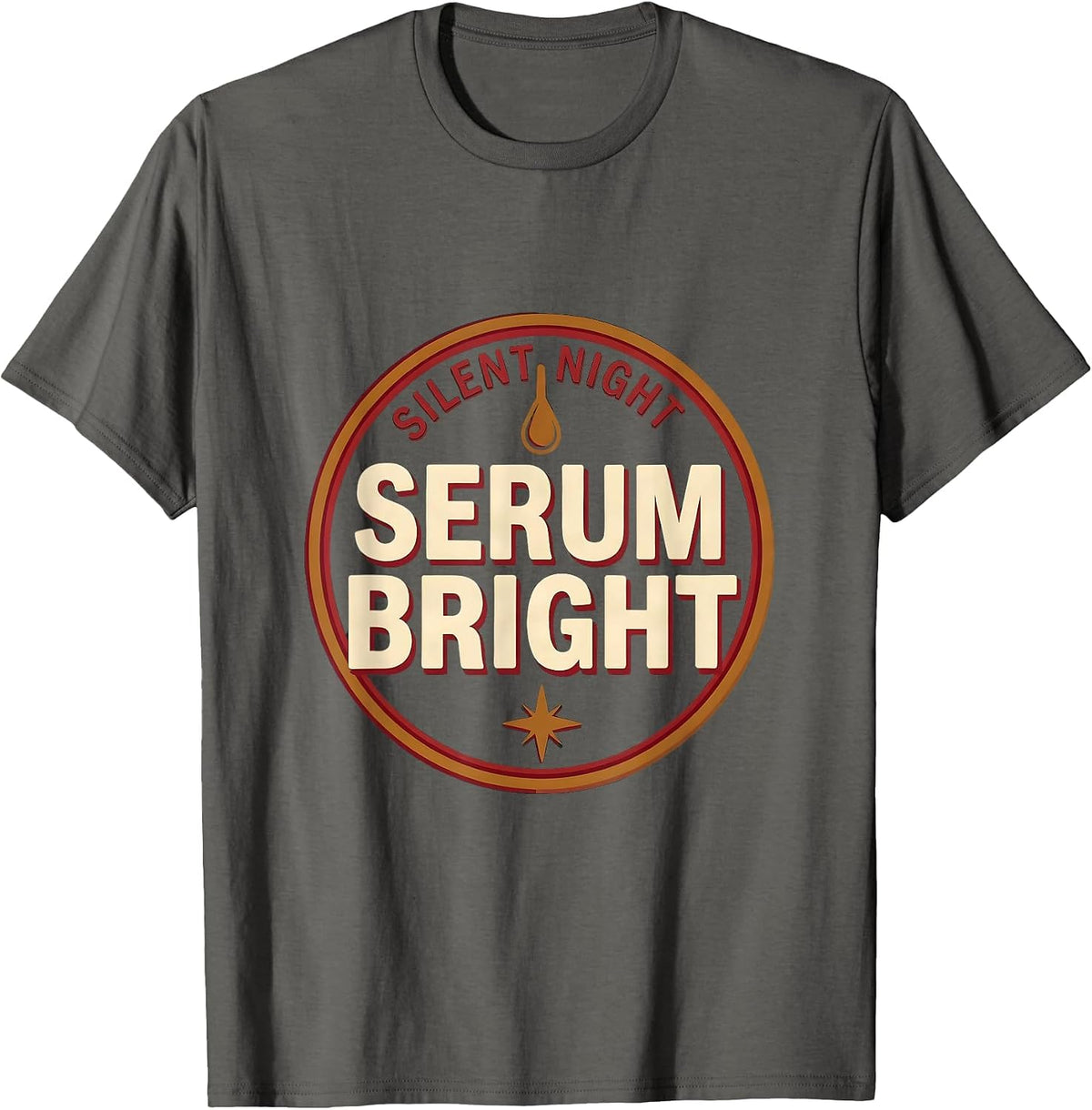 Men's Silent Night Serum Bright Funny Esthetician Dermatology T-Shirt - Asphalt Grey
