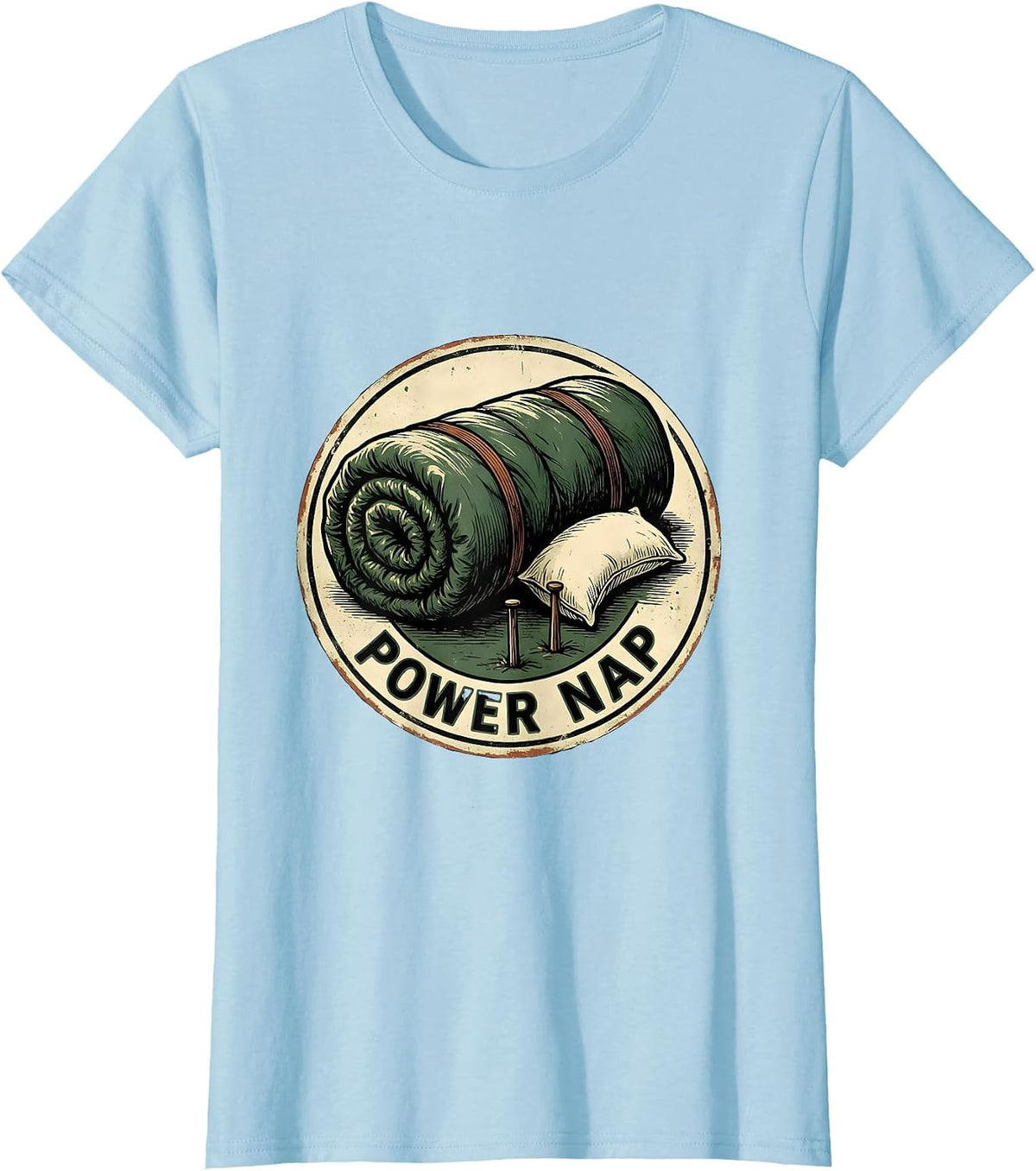 Power Nap Vintage Camping Humor Camp Counselor Hiker T-Shirt - Baby Blue