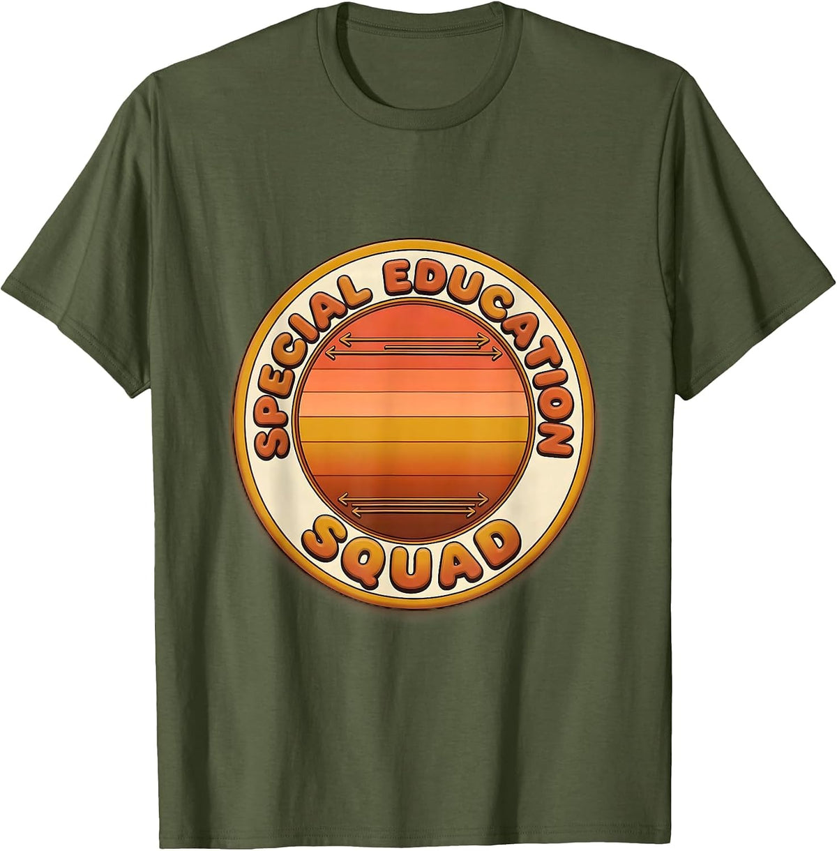 Special Education Squad Retro 70s Teacher Appreciation T-Shirt - Olive Green