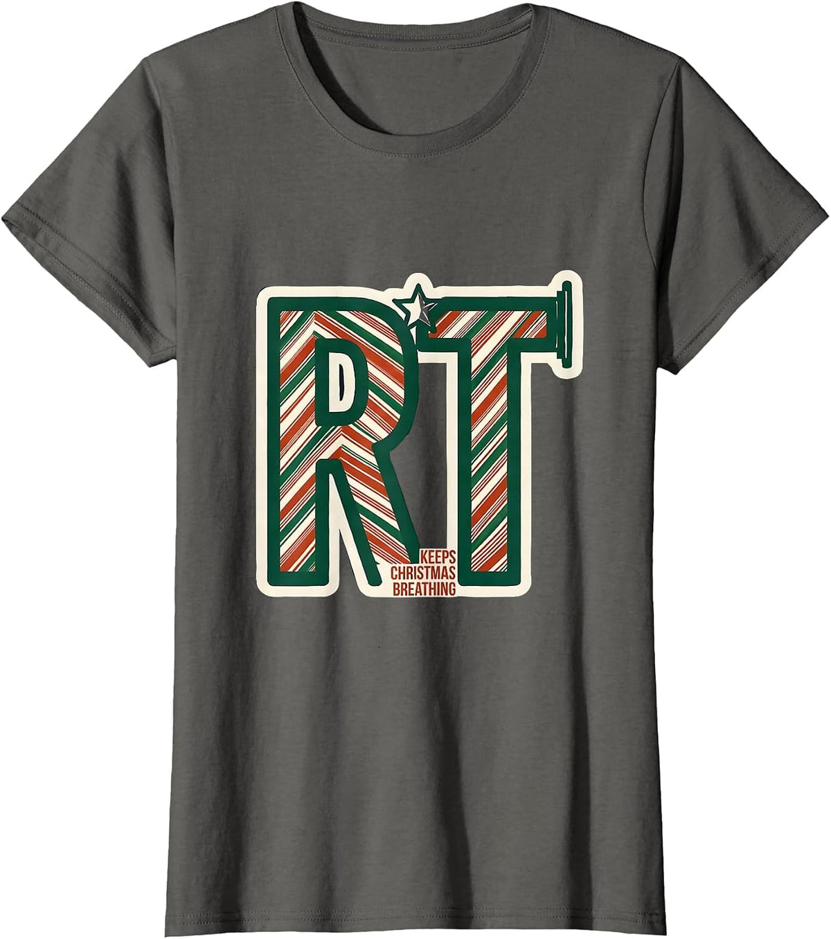 Women's RT Keeps Christmas Breathing Occupational Pride Respiratory T-Shirt - Asphalt Grey