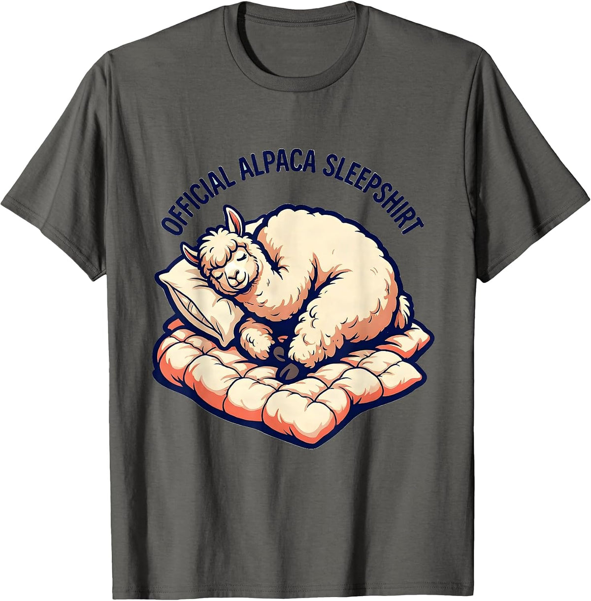 Men's Official Alpaca Sleepshirt Cute Cartoon Animal Lover Gift T-Shirt - Asphalt Grey
