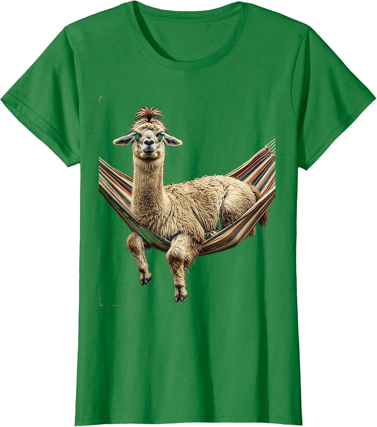 Vintage Llama Lounging Funny Llama Humor T-Shirt - Kelly Green