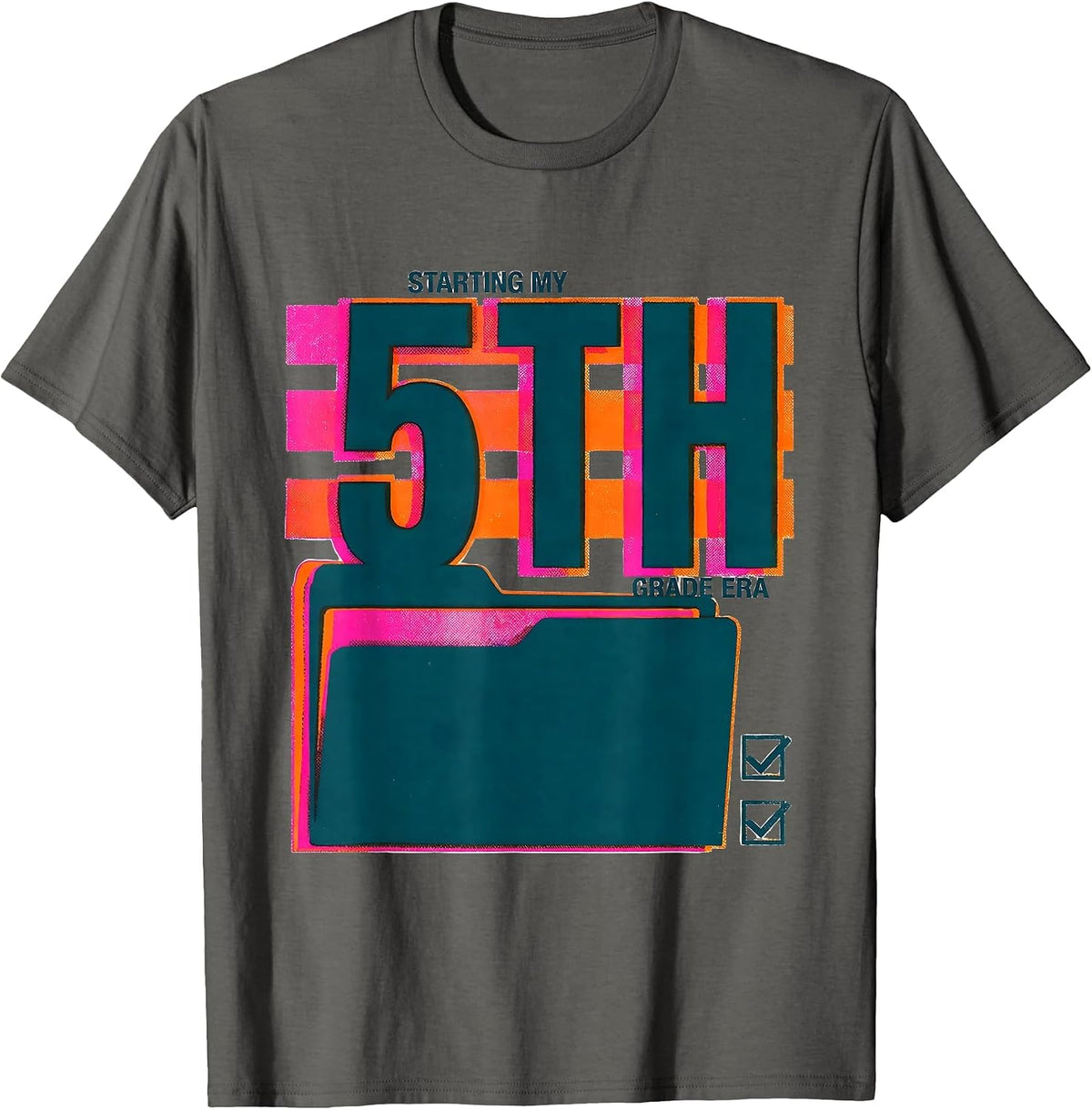 Starting My Fifth Grade Era Girl Tie Dye Back to School T-Shirt - Asphalt Grey