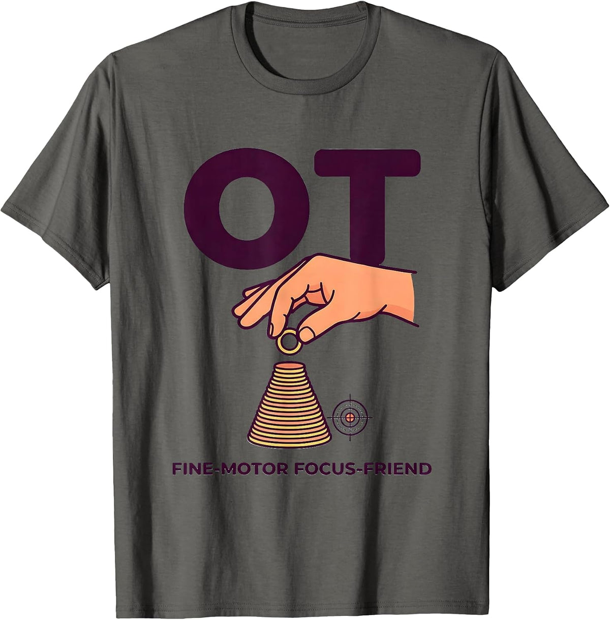 Men's OT Fine-Motor Focus-Friend Occupational Therapy Back T-Shirt - Asphalt Grey