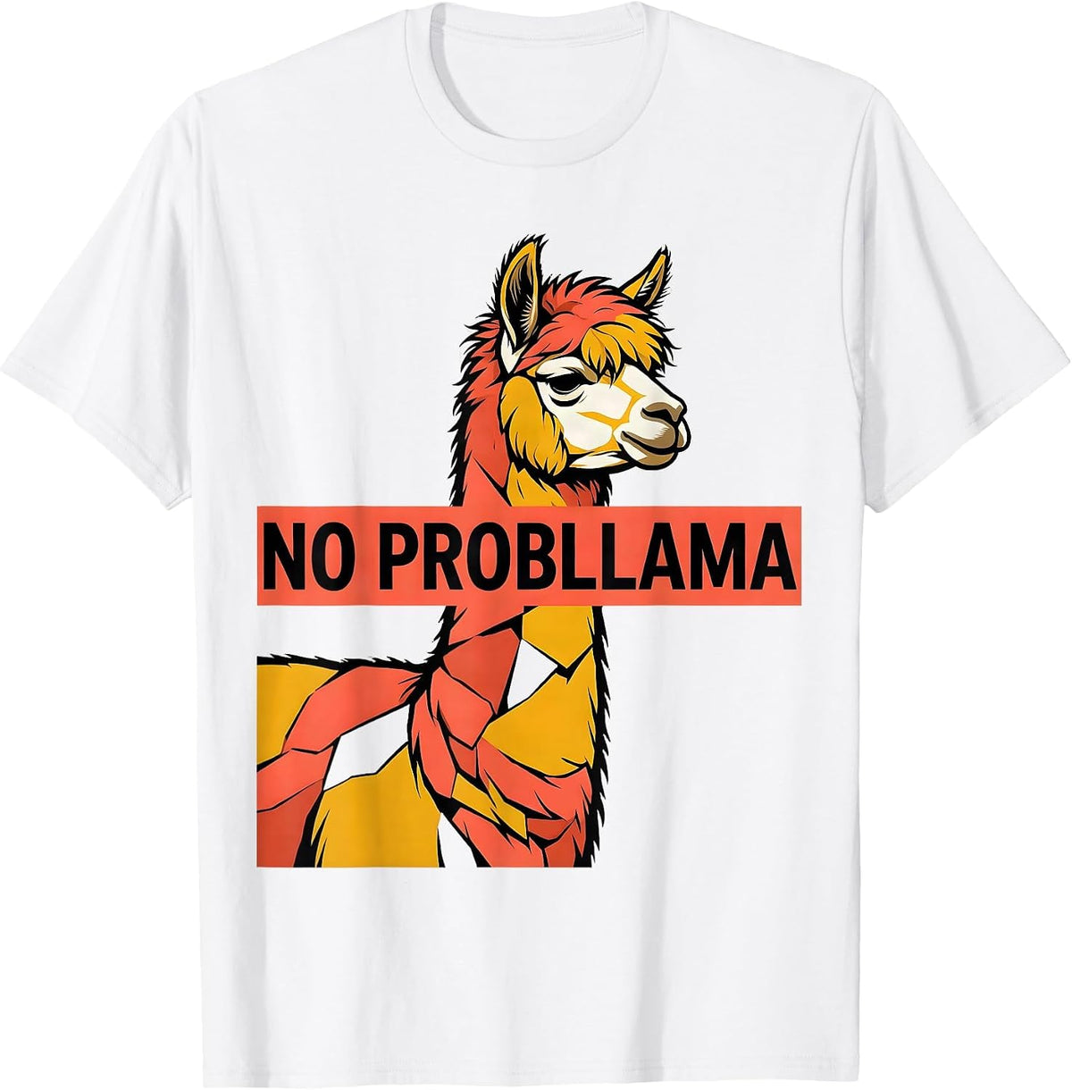 Men's No Probllama Funny Llama Alpaca Humor Casual Gift T-Shirt - White