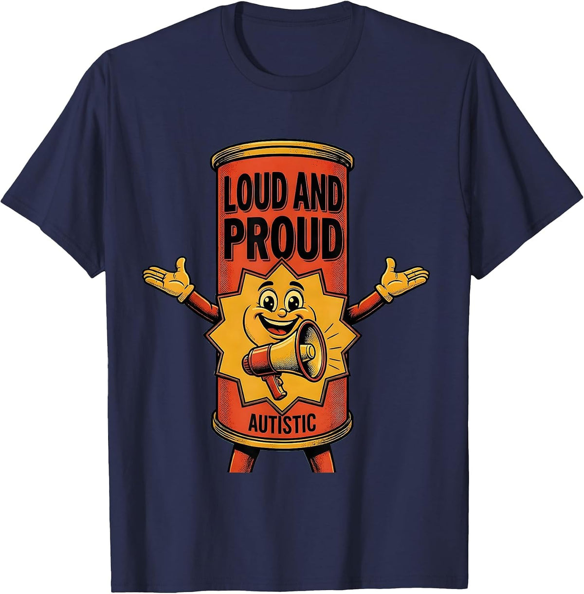 Men's Loud and Proud Autistic Awareness Design T-Shirt - Navy Blue