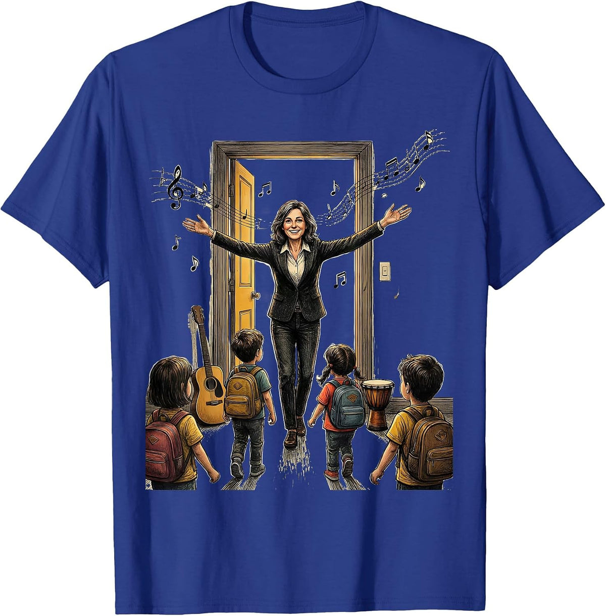 Men's Music Teacher Welcoming Students Back to School T-Shirt - Royal Blue