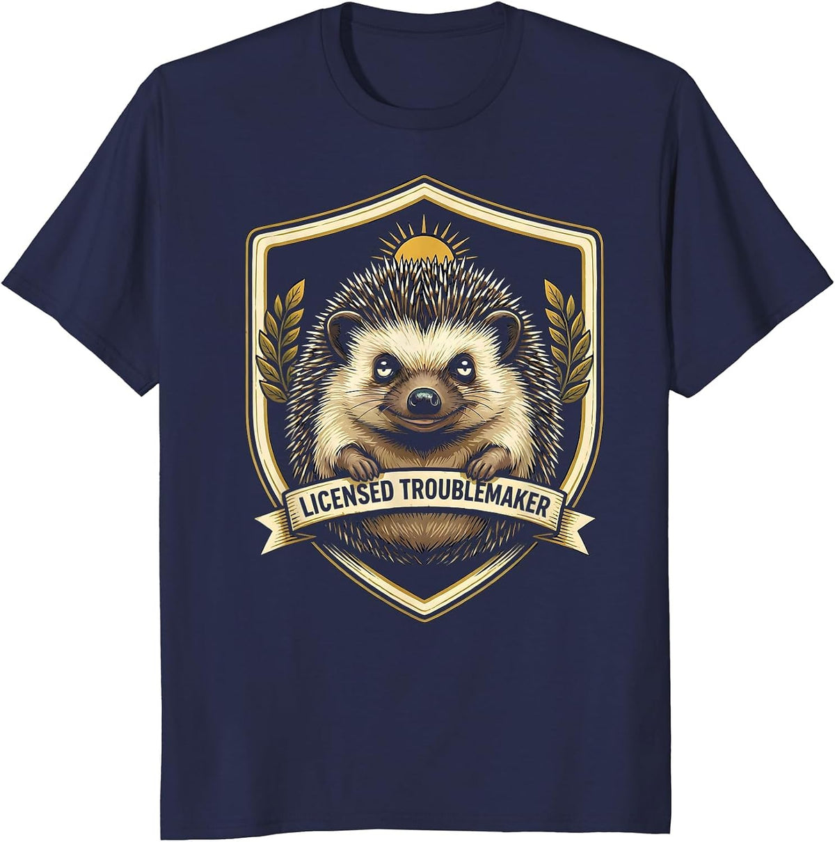 Men's Licensed Troublemaker Funny Animal Meme Irreverent Humor T-Shirt - Navy Blue