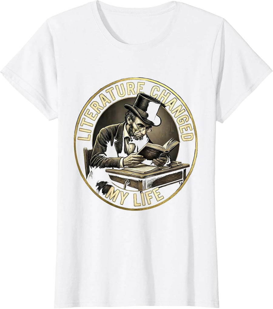 Women's Literature Changed My Life English Teacher Design T-Shirt - White