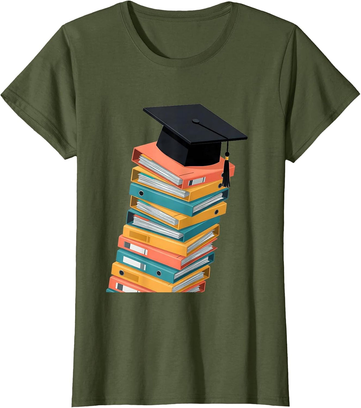 Women's Sped Teacher Graduation Cap IEP Stack Gift T-Shirt - Olive Green