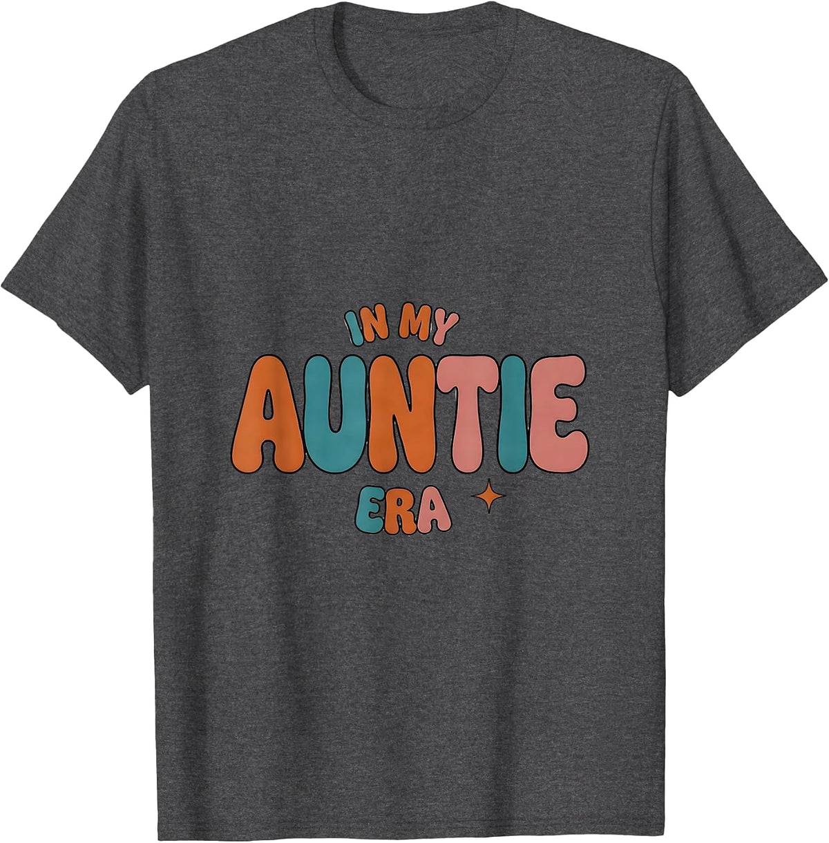 In My Auntie Era Whimsical Family Announcement Retro T-Shirt - Dark Heather Grey