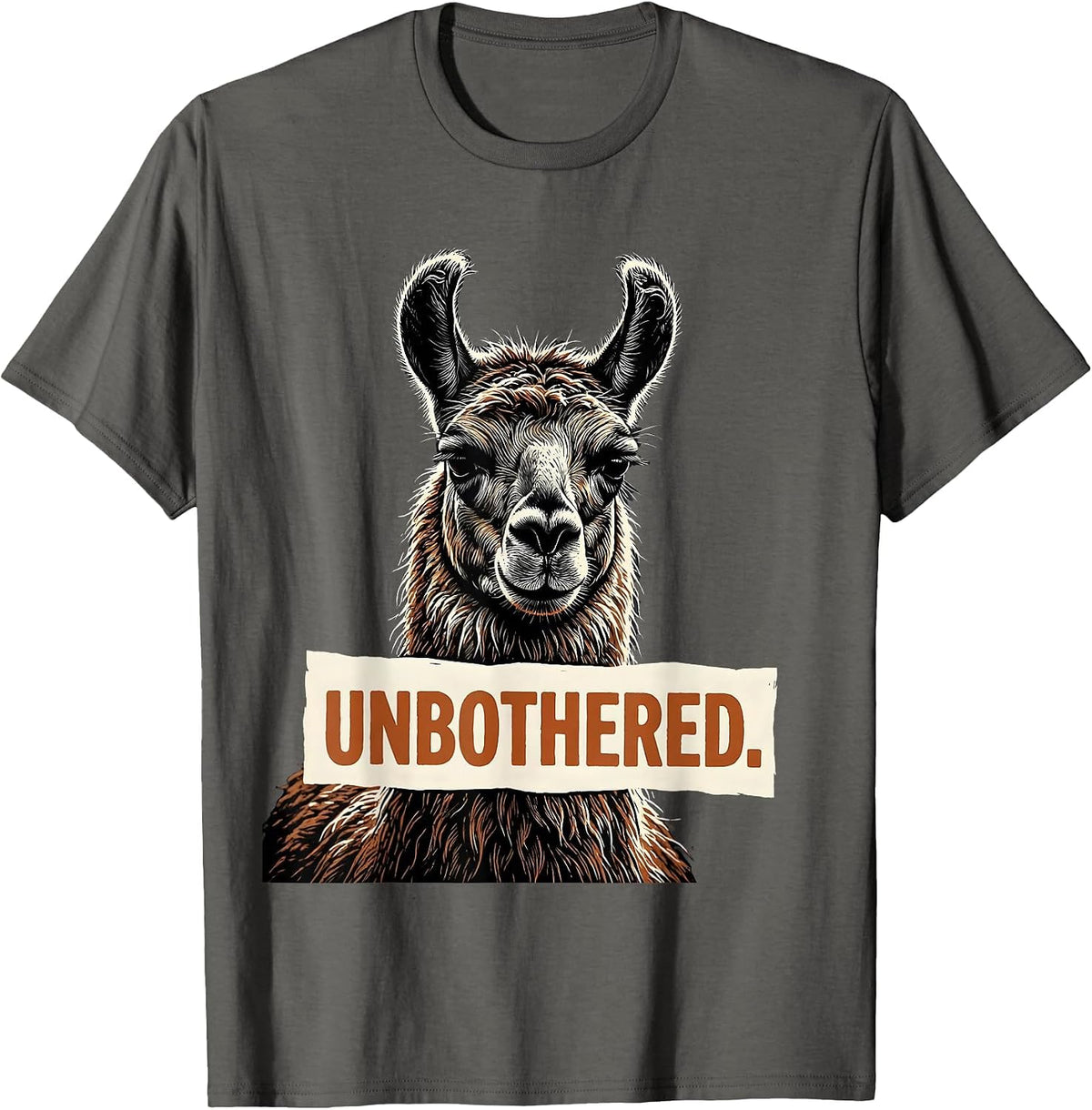Men's Unbothered Llama Alpaca Funny Animal Lover Humor T-Shirt - Asphalt Grey