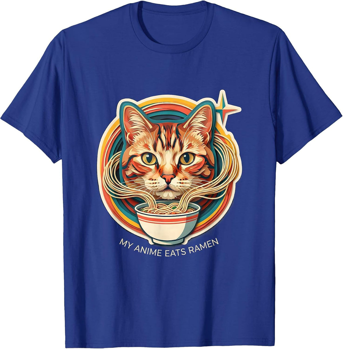 My Anime Eats Ramen Funny Kawaii Anime Cat Ramen Gift T-Shirt - Royal Blue