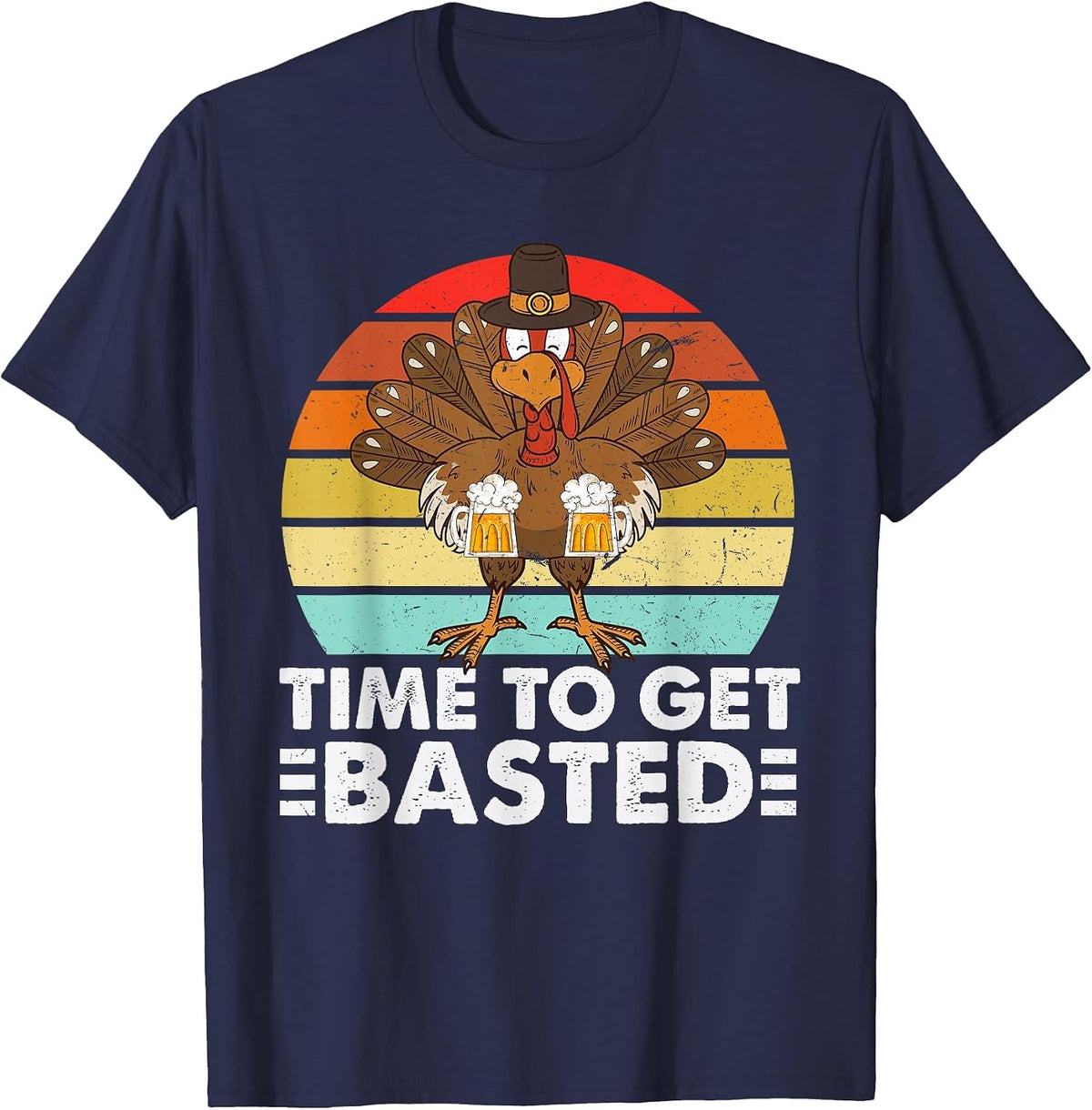 Time to Get Basted Thanksgiving Men Time to Get Basted T-Shirt - Navy Blue